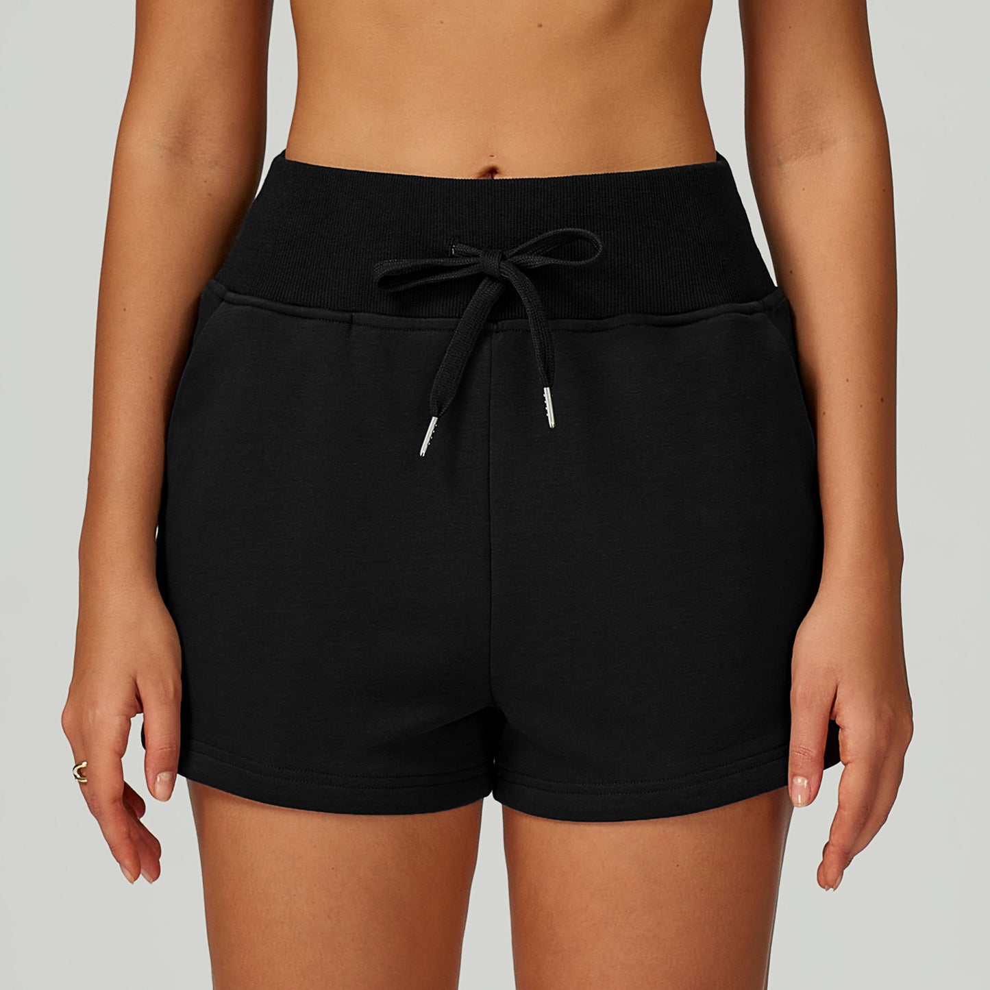 High Top Sports Sweatpants Pocket Drawstring Outdoor Exercise Shorts