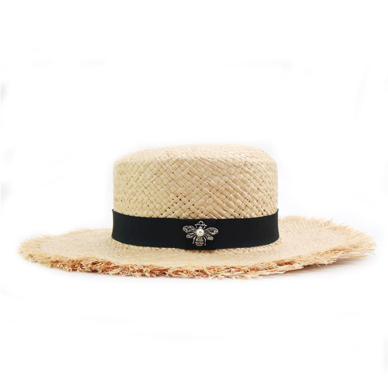 Female Lafite Grass Flat Top Straw Hat