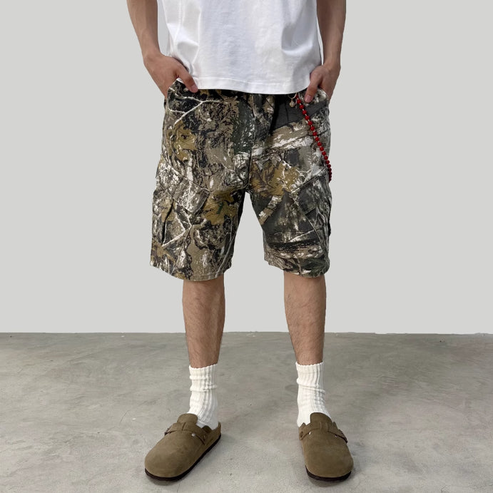 Washed Old Branches Camouflage Shorts Multi-pocket Cargo Pants