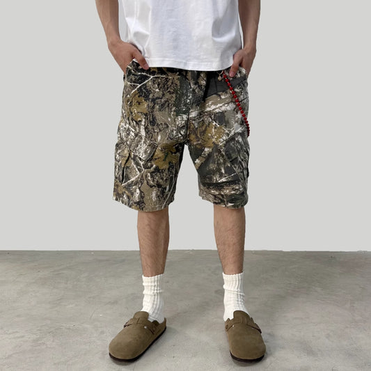 Washed Old Branches Camouflage Shorts Multi-pocket Cargo Pants