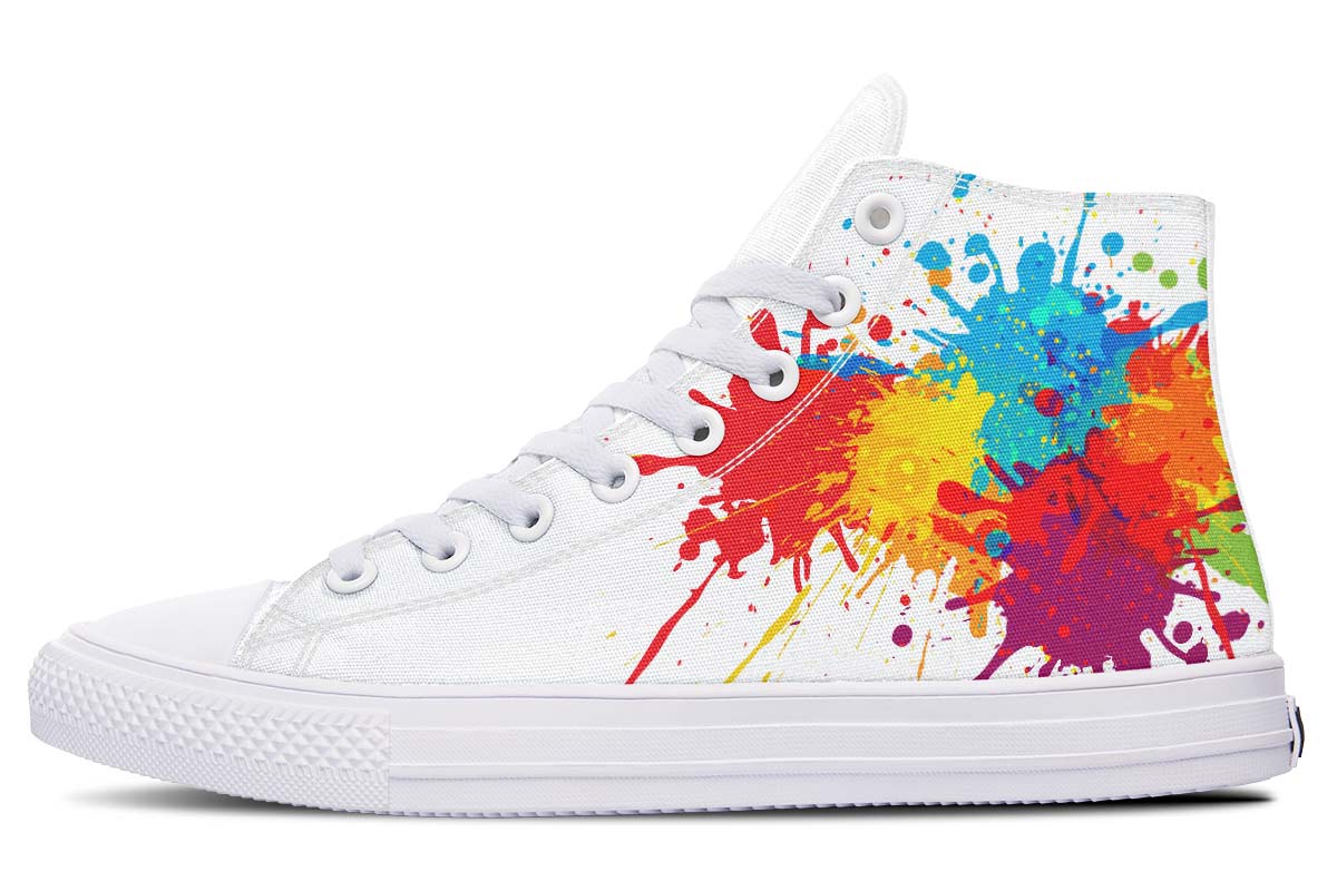 Men's And Women's Fashion Color Printing High-top Canvas Shoes