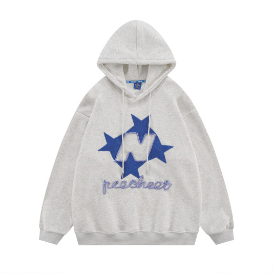 XINGX Embroidered Sweater Gray Round Neck Pullover Loose