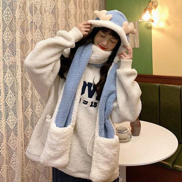 Women's Autumn And Winter Cute Warm Plush Ear Protection Hat