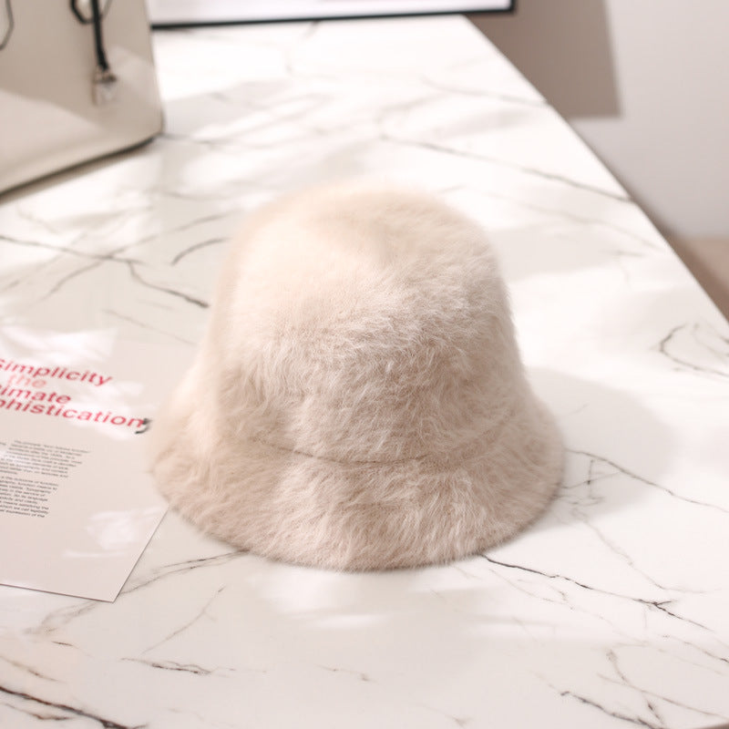 Rabbit Fur Sweet Plush Warm Bucket Hat