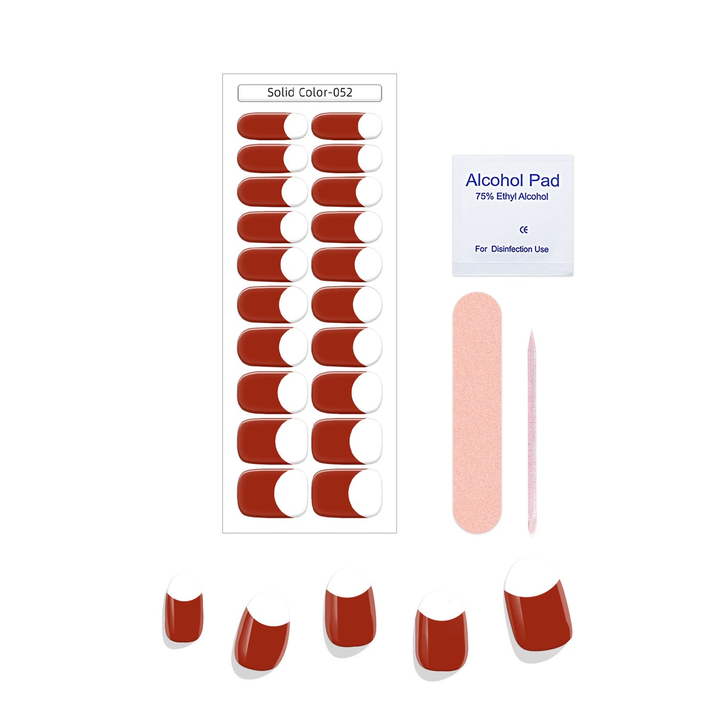 New French Solid Color Gel Waterproof Semi-baked Nail Stickers