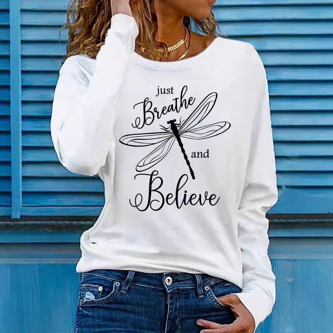 Dragonfly Long Sleeve Casual Women's Clothing