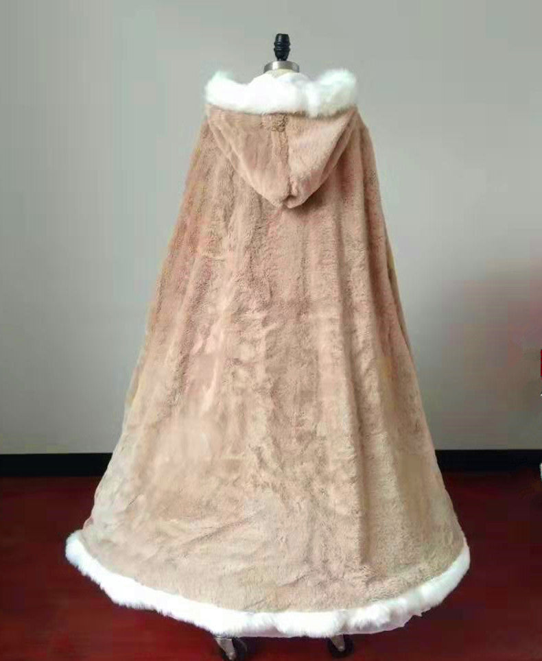 Faux Fur Ladies Winter Warmth And Thick Bridal Cloak