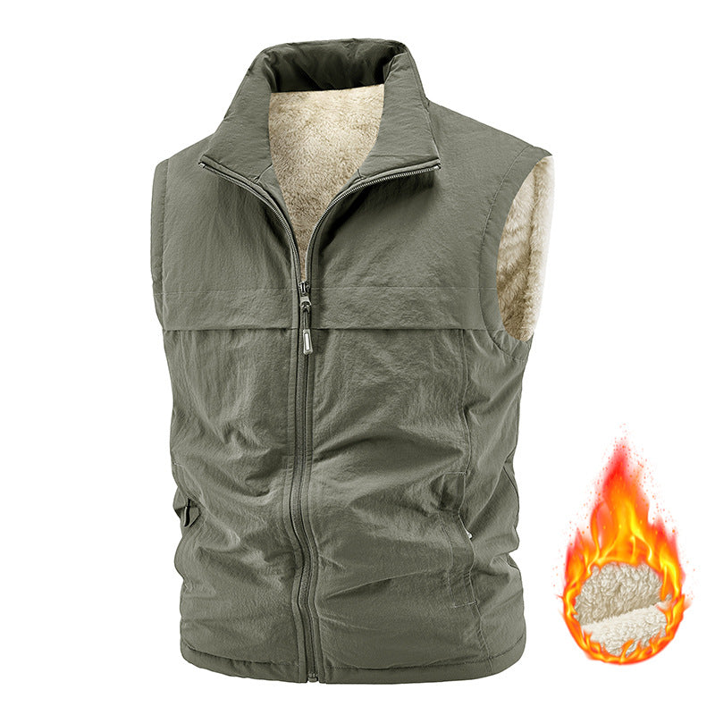 Winter Fleece-Lined, Thickened, Warm Mens Reversible Fleece Vest