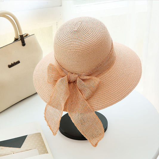 Straw Hat Women's Sunscreen Large Eaves Beach Sunshade