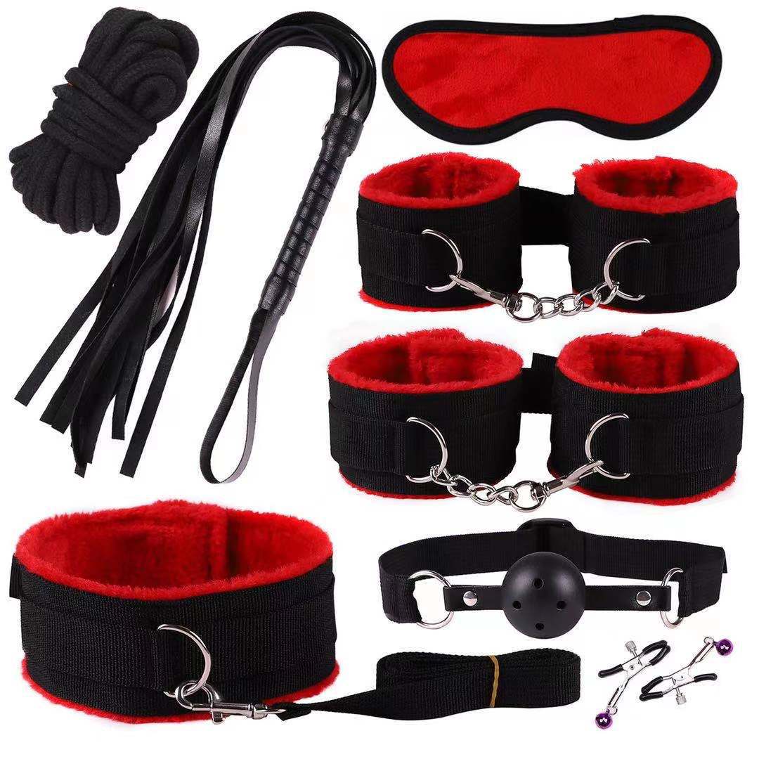 Non Leather Plush HandcuffsWhip And Ribbon Suit