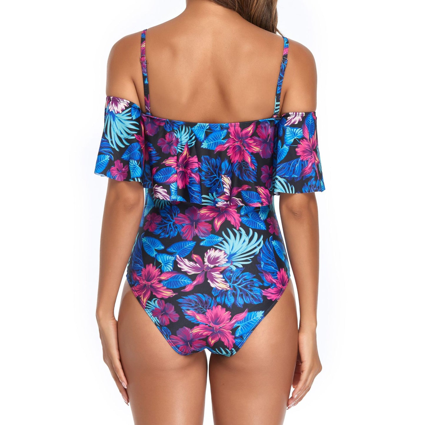 Maternity Big Ruffled One-Shoulder Polyester One-Piece Swimsuit