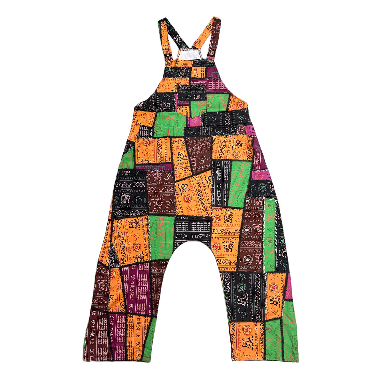 Hippie Stitching Printing Loose-fitting Overalls