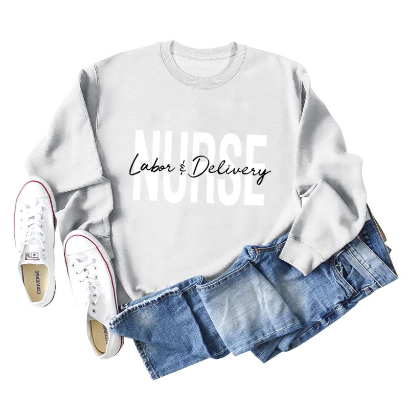 Round Neck Letter Printing Loose Plus Size Long Sleeve Sweater