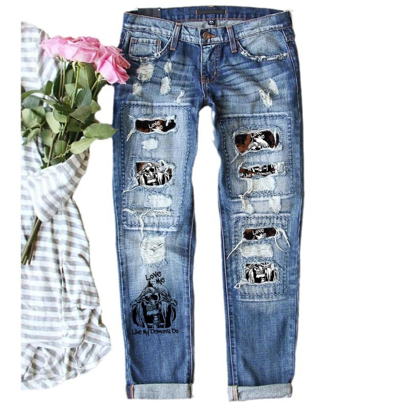Vaskede mid-waist straight jeans til kvinder