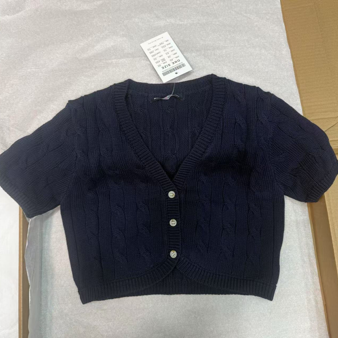 Womens Knitted Short-sleeve Cardigan Top