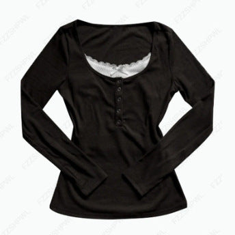 Ins-style Chic Commuter-striped Button-up Long-sleeve Shirt T-shirt For Women