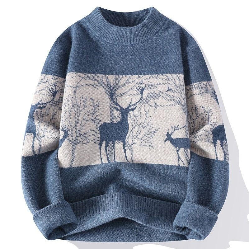 Chenille Mock Neck Sweater Men's Winter Coat