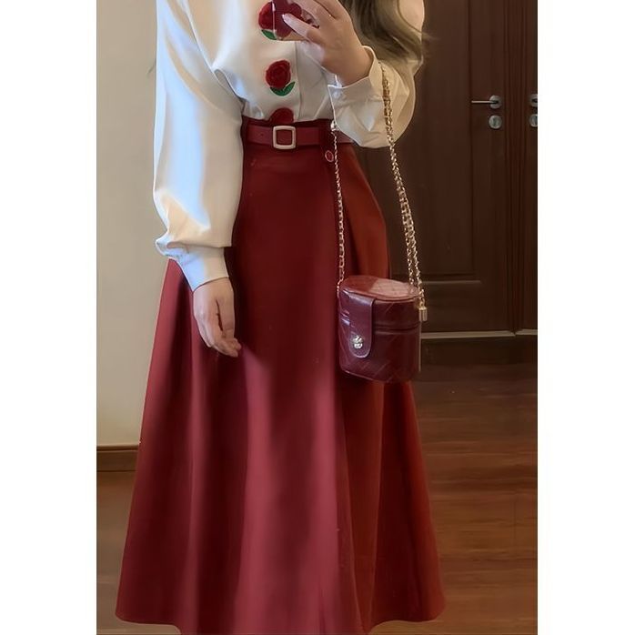 French Retro Chic Fashion Salt-style Light Mature Two-piece Set