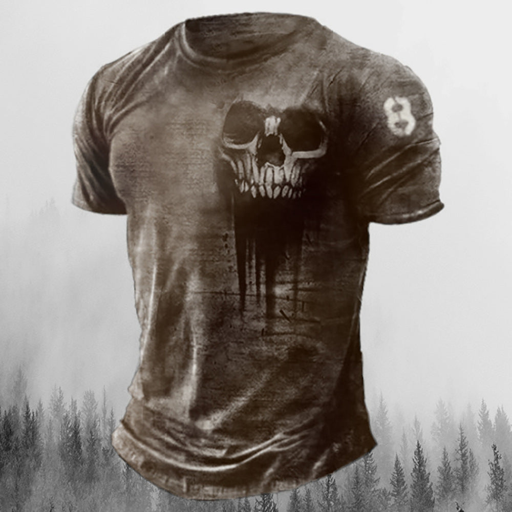 Printed Men's T Shirt Vintage Horror Skull Top