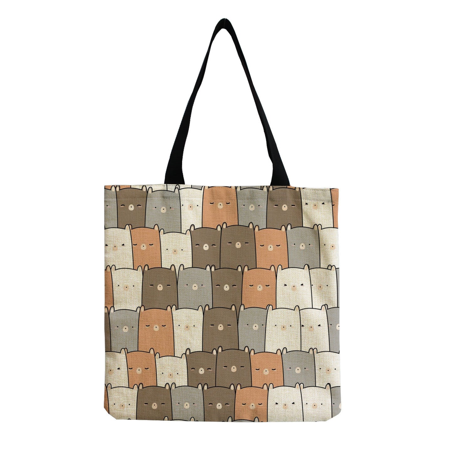 Foldable Portable Cute Cat-group Printed Handbag