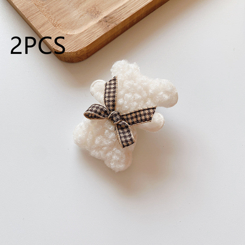 Autumn And Winter Cute Milk Coffee Color Plush Bear Edge Clip
