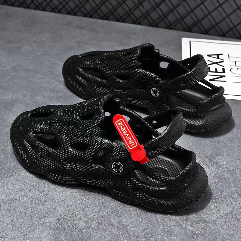 Coconut Slippers Couple Summer Dual-use Closed Toe Beach Hole Shoes