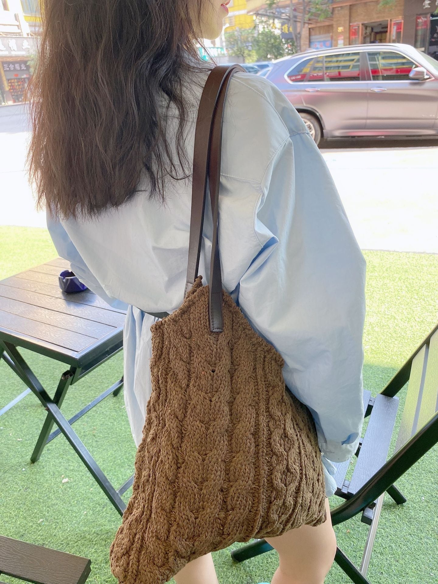 Korean Style Autumn And Winter Simple Knitted Bag Solid Color