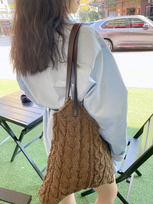 Korean Style Autumn And Winter Simple Knitted Bag Solid Color