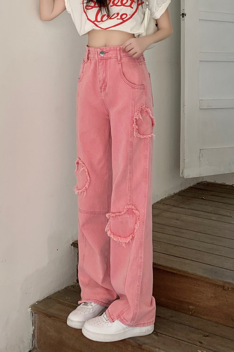 Women's Heart Loose Design Sense Jeans