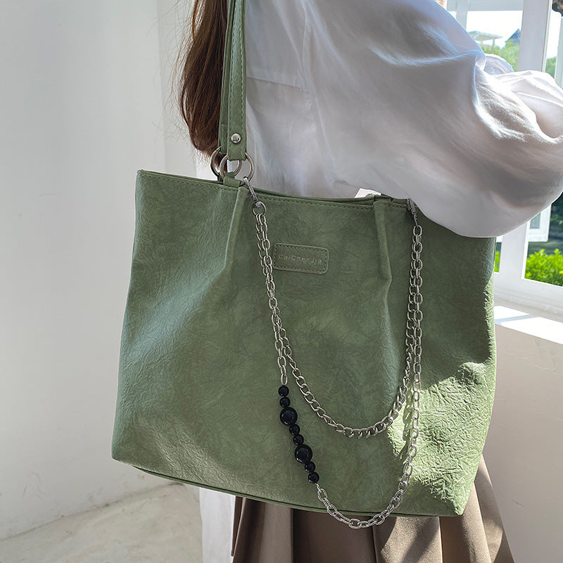 Summer Textured Simple Large Capacity Commuter Tote Bag