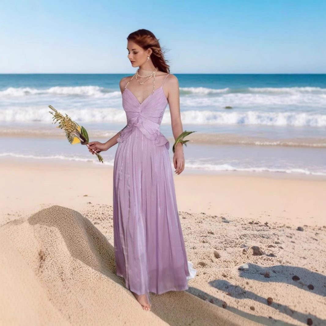 Slimming Niche-design Beach Dress For Seaside Vacations