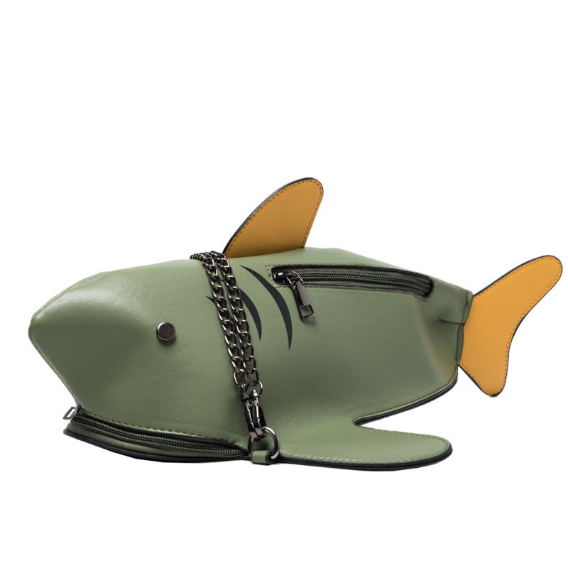 Spring Concise Cartoon Cute Shark Shoulder Women's Funny Personality Ugly And Cute Messenger Bag