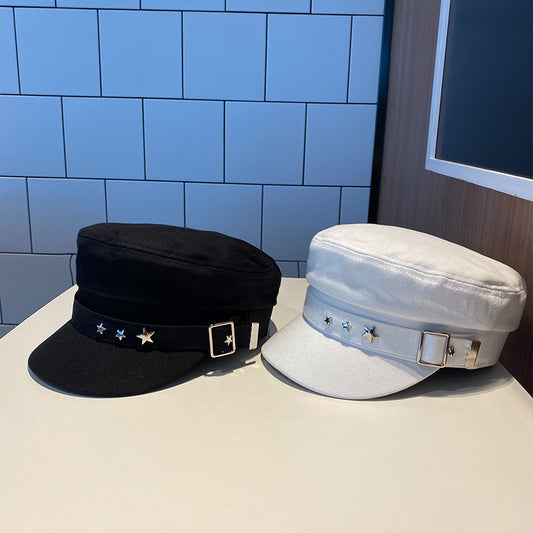 Black Star Hat Retro Beret