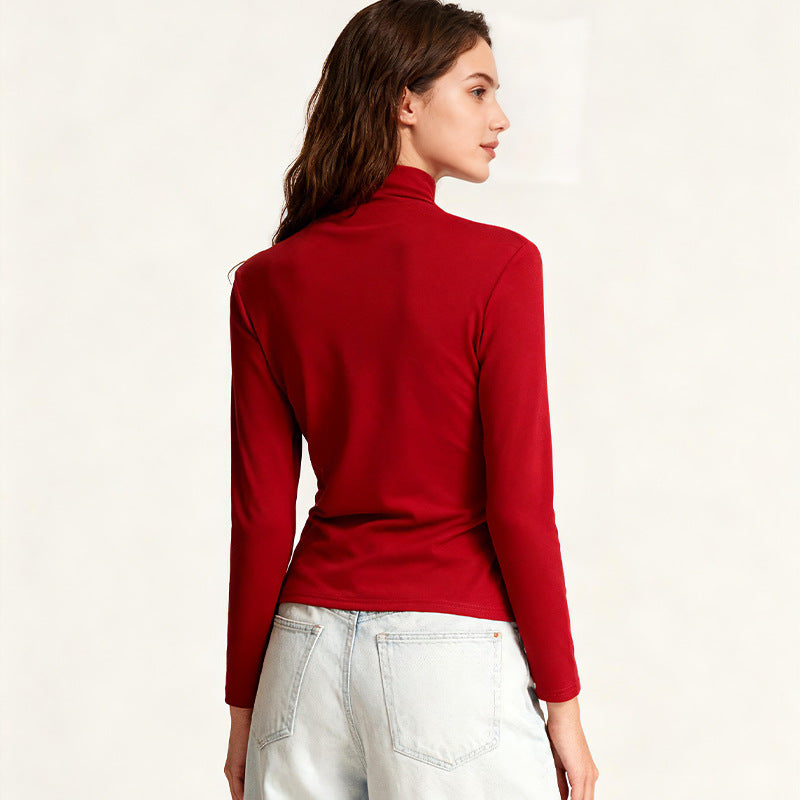Womens Long-sleeve Mock-neck Base Layer With A Threaded Neckline