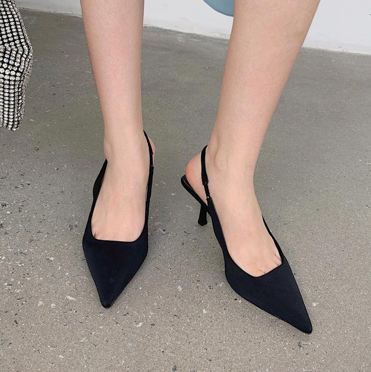 Pointed Stiletto Mid-heel Shoes Back Empty Toe Sandals