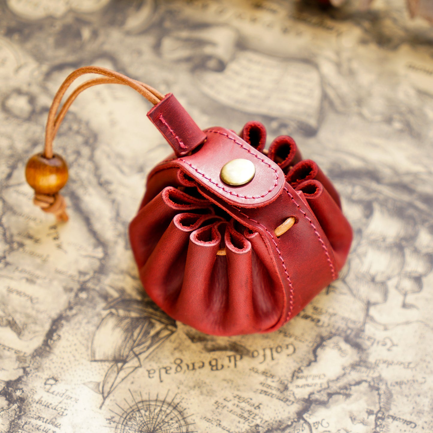 Handmade Top Layer Cowhide Zero Wallet Drawstring