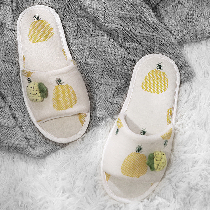 Home pineapple open-toed slippers