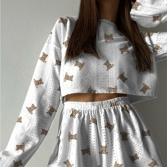 Fashionable Simple Slim Fit Relaxed Fit Pullover Top And Shorts Set