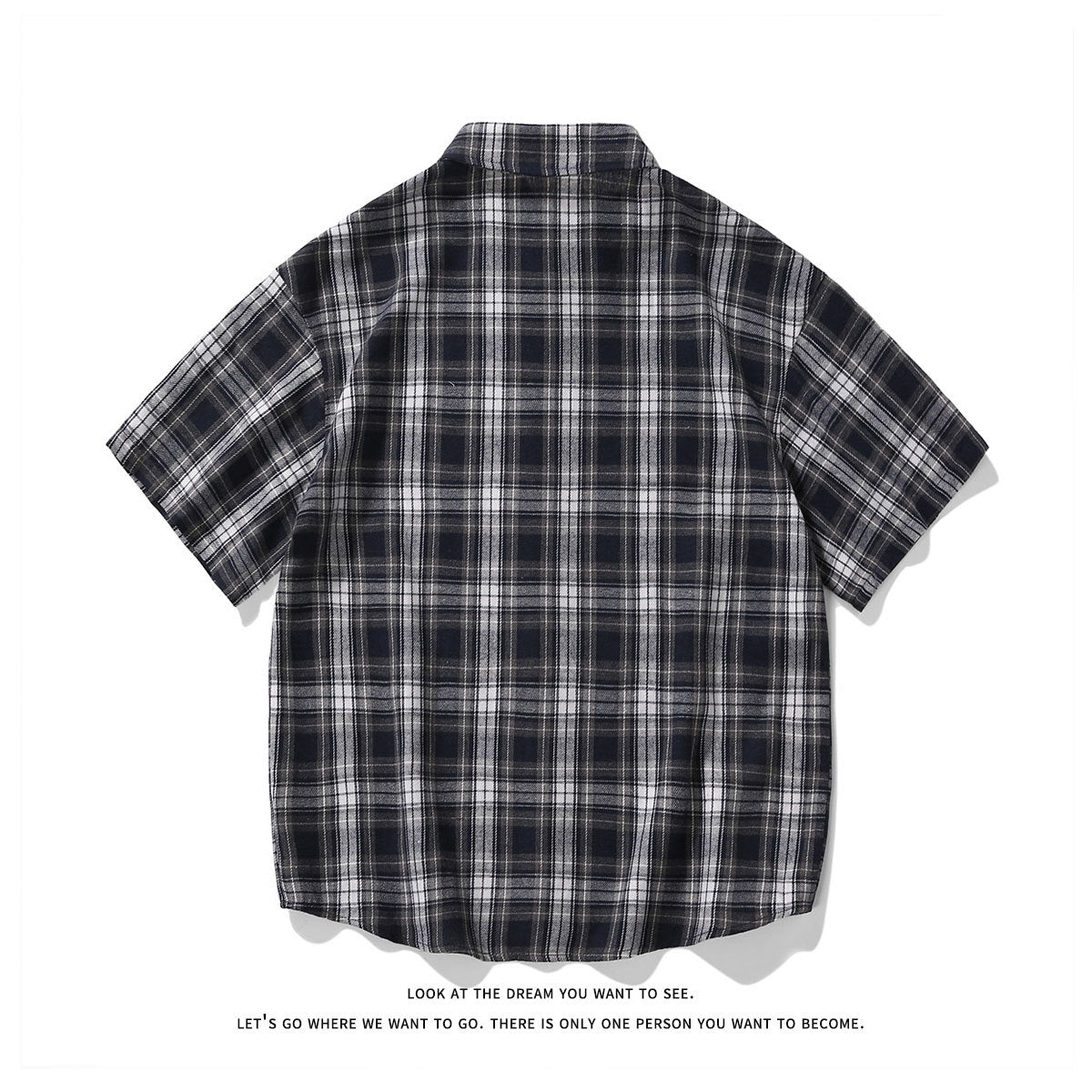 Men's Short-sleeved Plaid Shirt Retro Plus Size Casual Shirt