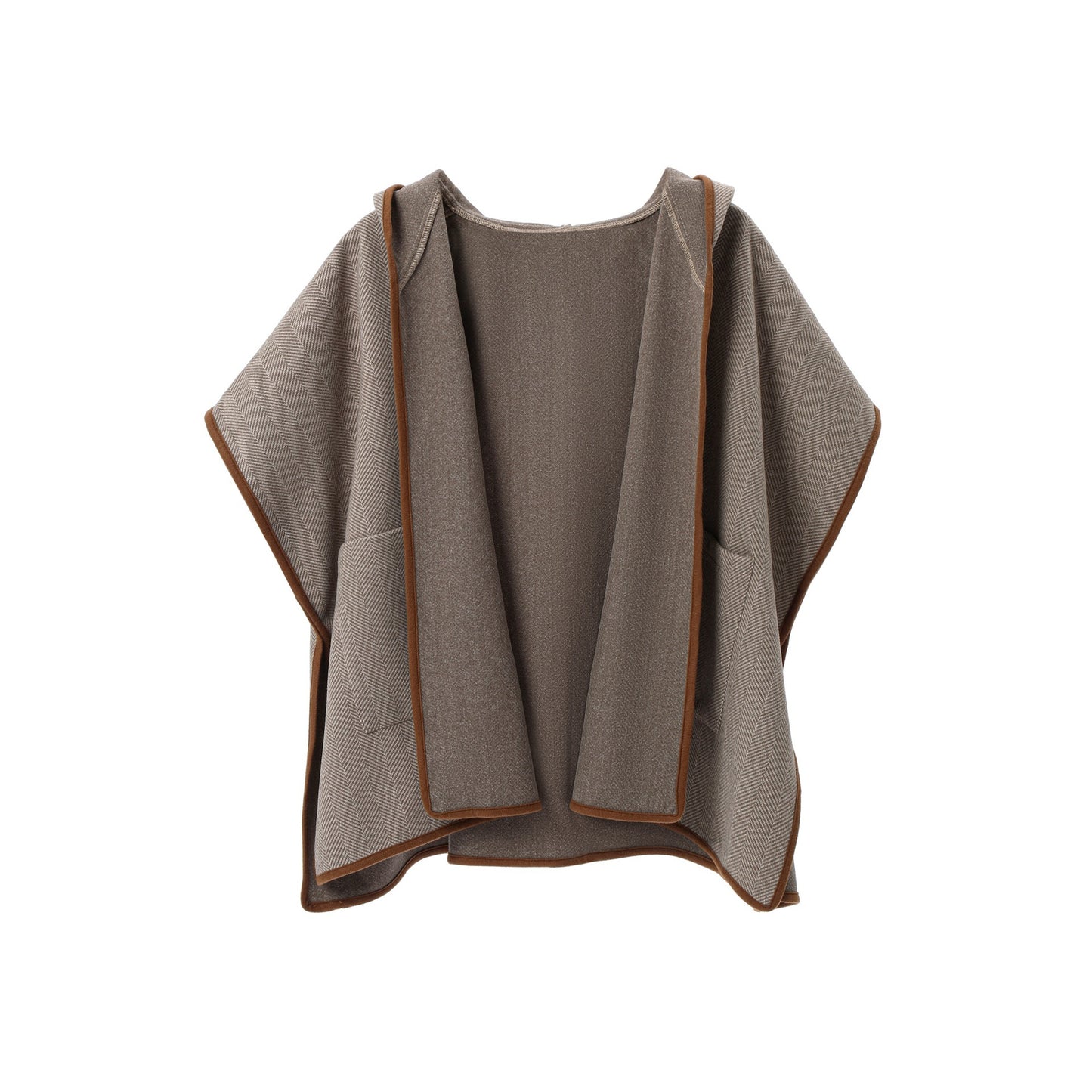 New Double-faced Woolen Goods Herringbone Pattern Hooded Shawl