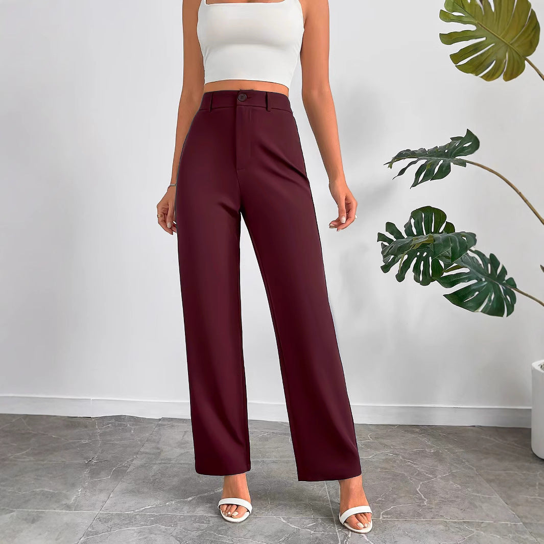 Plain Women's Clothing Temperament Leisure Straight-leg Pants