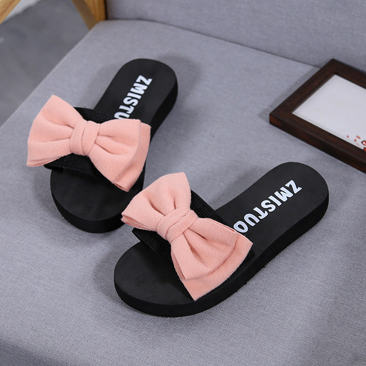 Slip resistant fashion bow slippers