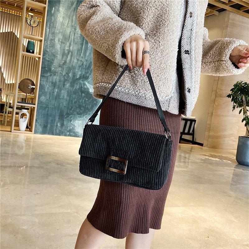 Corduroy fashion all-match trend shoulder bag
