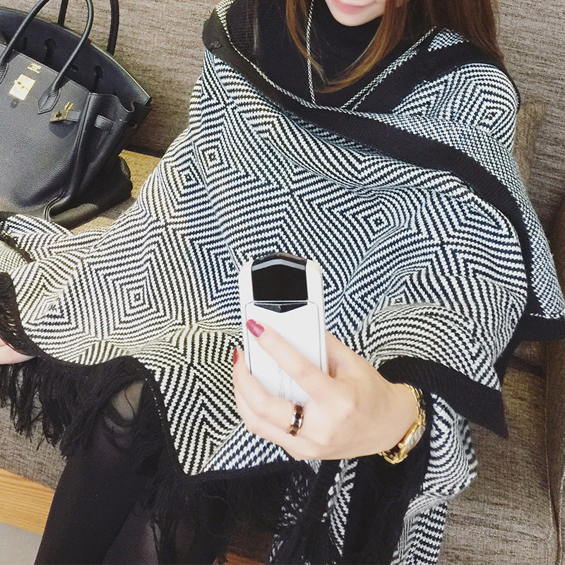 Double-sided geometric imitation cashmere scarf