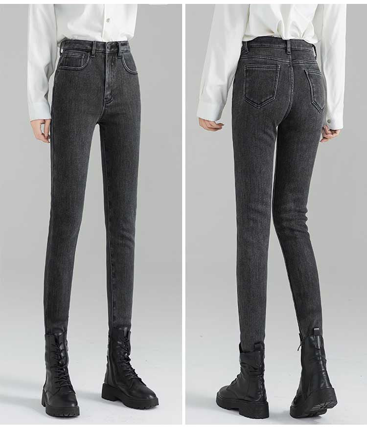 Women's New Net Red High-waisted Velvet Jeans