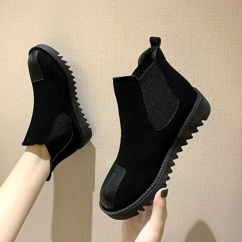 Frosted flat leather toe and velvet vintage Martin boots