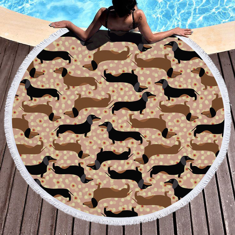 Round printed beach towel