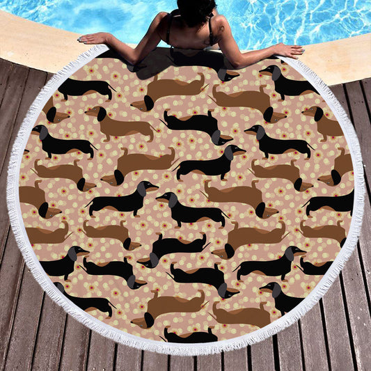 Round printed beach towel