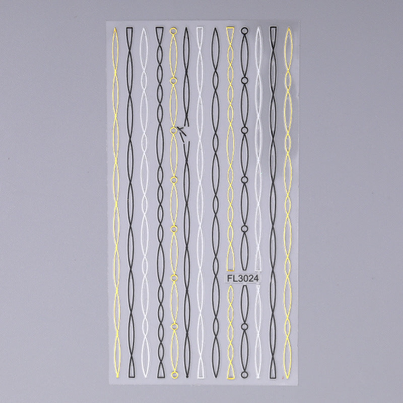 Nail Art 3d Hot Stamping Line Sticker Stripe Wave Adhesive Sticker