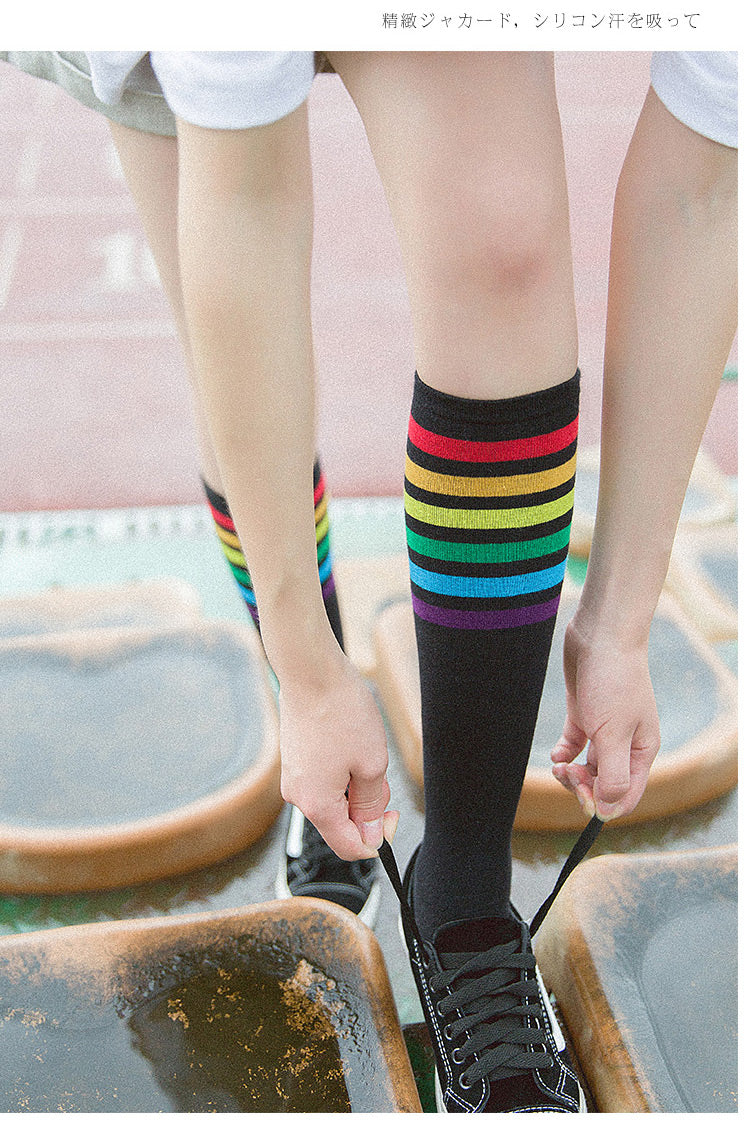 Calf socks stripe movement and knee high hose